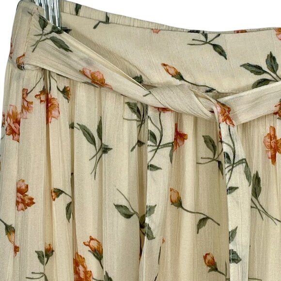 NWOT American Eagle Floral Tiered Ruffle Tie Waist Midi Skirt Cream Size S - Picture 6 of 14